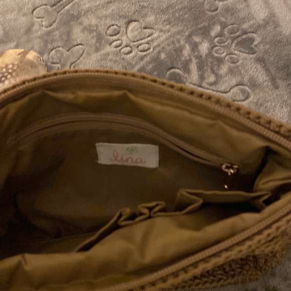 Lina bundle/2 crocheted bags purses tan brown handles - Picture 7 of 14